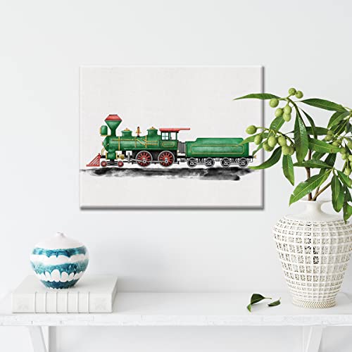 Nvhai Steam Engine Canvas Wall Art Watercolor Transportation Train Canvas Painting Locomotive Prints For Home Boys Bedroom Wall Decor Framed Artwork Gifts thumb #2