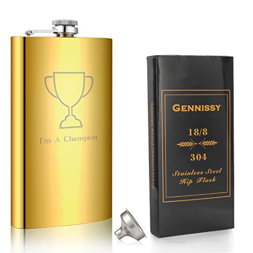 GENNISSY 12oz flasks for liquor for men,304 18/8 Stainless Steel Flask with Funnel