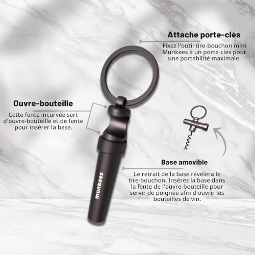 Munkees Mini porte-clés tire-bouchon, petit porte-clés, ouvre-bouteille, ouvre-bouteille de voyage, ouvre-bouteille portable, sac à dos de camping, amateurs de vin, serveurs, barmen, coffret cadeau – vue 3