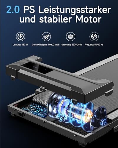 Bild 1 - Walking Pad Laufband für Zuhause - Home Office Laufbänder Under Desk Schreibtisch Laufpad Leise Tragbares Kompakte Gehband Klein Mini Treadmill LED-Anzeige Tretmühle Remote Control