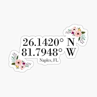 Naples, FL Coordinates Sticker - Sticker Graphic - Auto, Wall, Laptop, Cell, Truck Sticker for Windows, Cars, Trucks