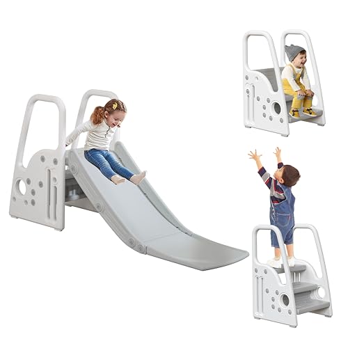 Image of 3 in 1 Toddler Slide Large Play Climber PlaySet with Extra Long Slipping Slope Indoor Slide Kids Slide Toddler Playground Toddler Slide Outdoor Toys for Toddlers (White)
