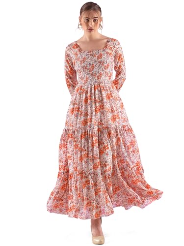 Image of Sheetal Associates Women's Georgette Printed Casual Maxi Fit and Flare Dress