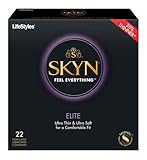 Lifestyles SKYN Elite Premium NON-LATEX Polyisoprene Lubricated Condoms with Bonus Pocket/Travel Case-22 Count (Silver Travel Case)