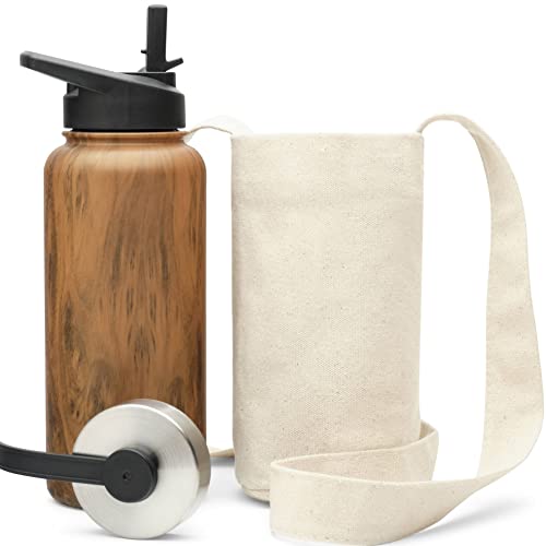 Earth Collection Insulated Water Bottle 32 Oz With Straw & Bonus Lid And Bottle Carrying Bag | Stainless Steel 32Oz Water Bottles With Straw | Vacuum Insulated Stainless Steel Metal Bottles #TOP13
