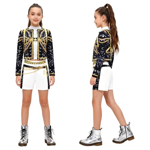 Disfraz de Cosplay K-pop para Niña Juegos de rol y actuaciones (Black suit, 130)