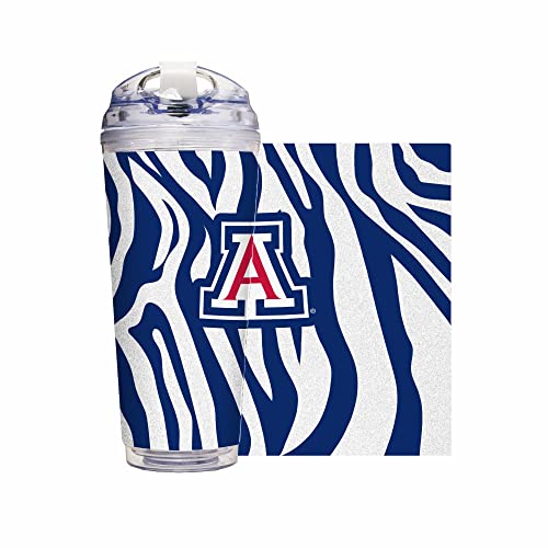 Image of Rico Industries NCAA Glitter 24oz Acrylic Glitter Tumbler with Hinged Lid, Officially Licensed Double Wall Tumbler with Straw
