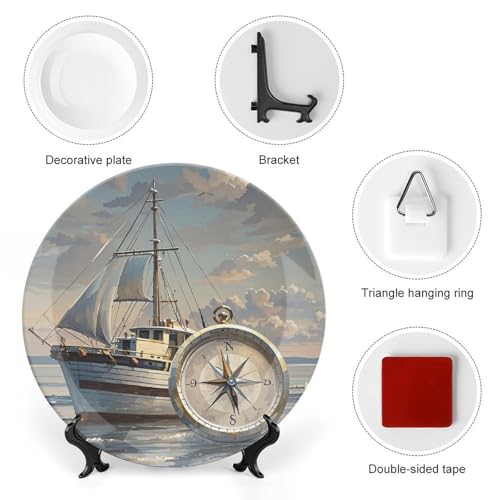 Plato decorativo Bone China con soporte 7 pulg miniatura 3