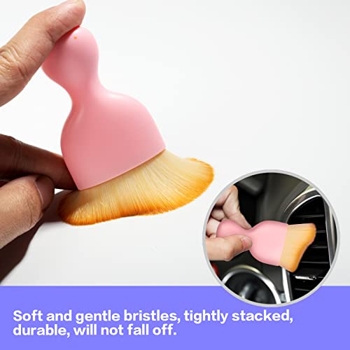 Image of AOCISKA Car Interior Detailing Brush,Soft Bristle Cleaning Brush Car Detailing Brush Dusting Brush,Car Interior Cleaning Tool,Auto Detail Brush Car Dash Duster Brush (Pink with Cap)