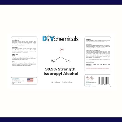 DIY Chemicals 99.9% Pure Isopropyl Alcohol Industrial Grade IPA for Cleaning Made in USA, 1 Pint (16 Fl Oz)