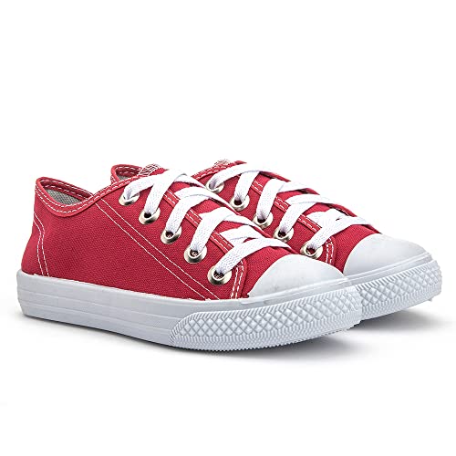 Tenis Infantil Unissex Escolar em Lona Vermelho Resistente Leve Macio (29/30)