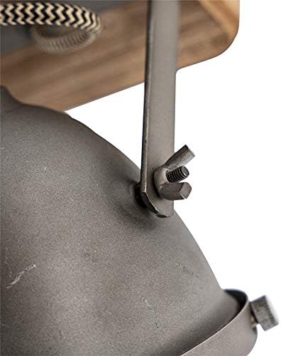 Qazqa - Industrial Spotlight Ceiling Steel I Nickel Matt I Satin with Wood tiltable 2-Way Light - Emado- - Industrial - Suitable for LED GU10 | 2 Way Light - Steel Spotway Light - Suitable for Livin