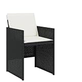 DXKDUSOKJ Patio Chairs with Cushions 4 Pcs, Black Poly Rattan Outdoor Seating with Flap Backrest and Removable Washable Covers, Powder-Coated Steel Frame