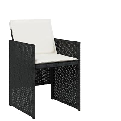 DXKDUSOKJ Patio Chairs with Cushions 4 Pcs, Black Poly Rattan Outdoor Seating with Flap Backrest and Removable Washable Covers, Powder-Coated Steel Frame