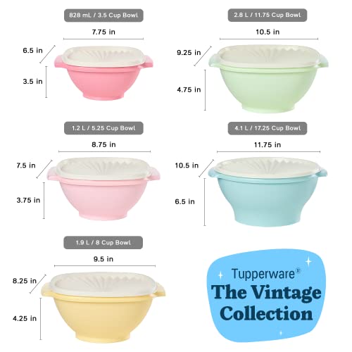 Tupperware Heritage Collection 10 Piece Food Storage Container Set In Vintage Colors - Dishwasher Safe & Bpa Free - (5 Bowls + 5 Lids) #TOP2