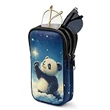Yzaoxia Night Sky Panda Double Sunglasses Holder for Women, Compact Soft Neoprene Eyeglass Case for Daily Commute, Driving & Office Use
