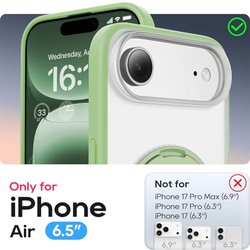 Coque iPhone 17 Air MagSafe à béquille rotative 360 antichoc vert sauge - 2