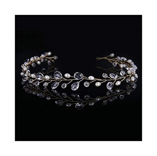 AdorabFruit Couleur Argent Bandeaux Mariage Tiara Couronne de Mariage Bandeaux Cheveux de mariée Accessoires tête Bijoux Mariage Accessoires Cheveux (Metal Color : Gold Color)
