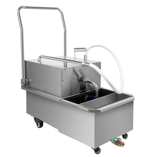 BEACCOSS 550W Mobile Fryer Filter - 55L/14.53 Gal Commercial Oil Filtration Cart with 32L/8.45 Gal/min Pump for Supermarkets & Restaurants