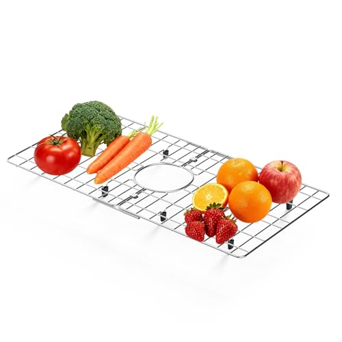 Chilinii 24' x 12' Stainless Steel Sink Protector - Large Sink Rack for Bottom of Sink Kitchen Grid Centered Drain