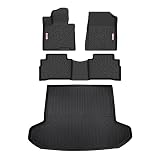 RILLEC Floor Mats 2 Row Liners Set & Cargo Liners Custom Fit for 2023 Kia Sportage(Hybrid ONLY),All