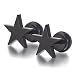 U2U Jewelry 316L Surgical Stainless Steel Black Five-pointed Star Stud Earrings With O-Ring (6MM)