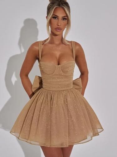 Sparkly Tulle Homecoming Dresses for Teens A Line Mini Short Prom Graduation Cocktail Dress with Bow4