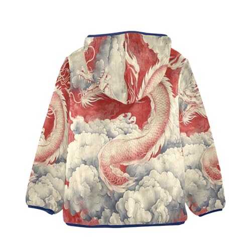 Dragon Amidst Clouds Artwork Toddler Fleece Jacket Girl Boys Hooded Fleece Jacket Coat Warm Outwear Zip-up 3-10T2