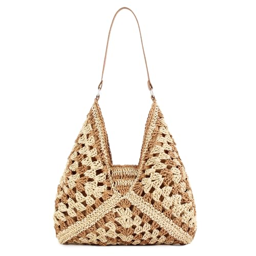 Image of Rejolly Straw Hobo Bag for Women Tote Bag Summer Vacation Beach Handbags Boho Bohemian Style Shoulder Purse