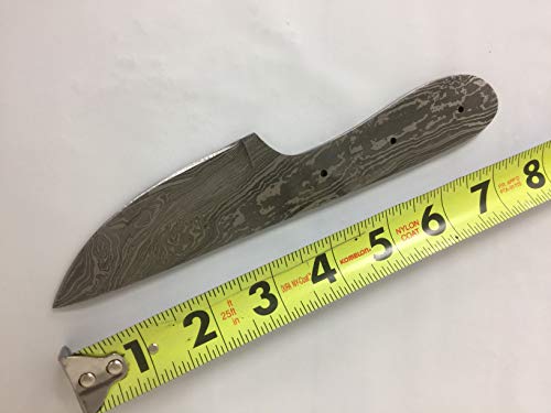 8 Inches Long Hand Forged Damascus Steel Straight Back Blank Blade Skinning Knife With 3 Pin Hole. 3.5 Inches Cutting Edge #TOP1