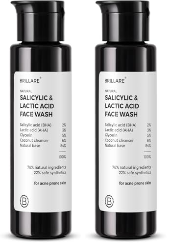 Image of Brillare 2% Salicylic Acid Face Wash for Oily Skin | With Lactic Acid & Zinc | Deep Cleansing, Oil Control & Acne Care | Face Wash for Oily and Acne Prone Skin