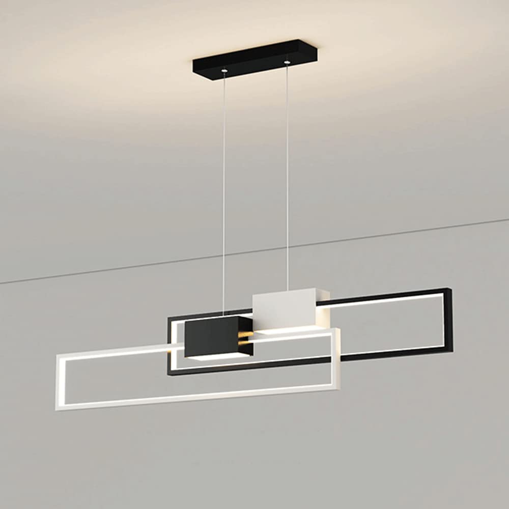Lustre simple à suspendre rectangulaire métal doré pour éclairage LED cuisine et séjour