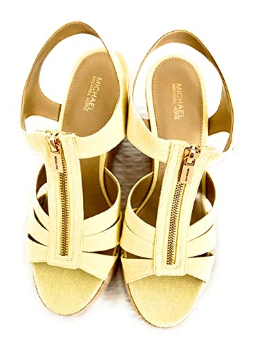 Michael Michael Kors Womens Berkley Canvas Wedge Sandals Yellow 10 Medium (B,M) #TOP1