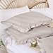 JANZAA Queen Comforter Set Oatmeal Comforter for Queen Size Bed 3PCS (1 Ruffle Comforter and 2 Pillowcases) Vintage Shabby Chic Bedding Soft Fluffy Comforter Set All Season