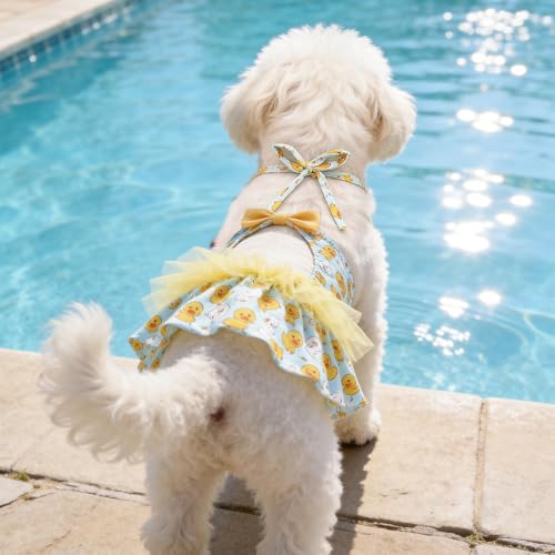 Image of CuteBone One Piece Dog Bikini Swimsuit Dress - Puppy Bathing Suit Costume for Small Dogs - Comfortable & Stylish Pet Clothes for Summer Pool, Beach & Play LTDB12XS