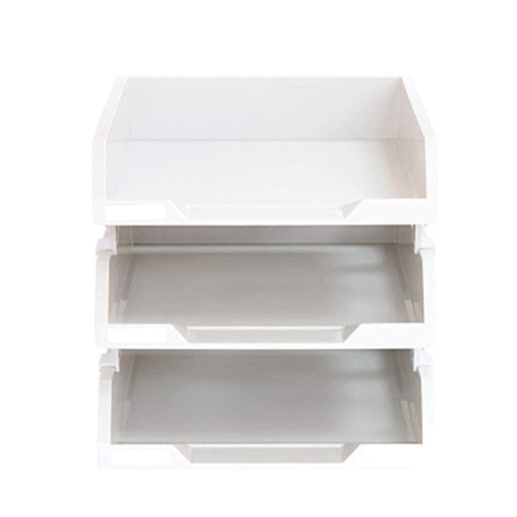 Bandejas apilables de plástico para organizar cartas de escritorio para documentos de escritorio y almacenamiento de papel, soporte de archivos de carga frontal