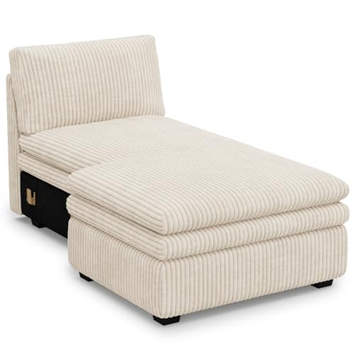 Belffin Chaise Module for Large Modular Sectional Sofa, Upholstered Left-Facing Chaise Part for Plush Corduroy Sectional Couches for Living Room, Apar