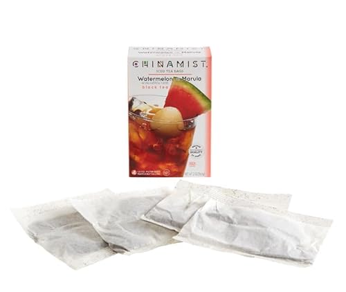 China Mist Iced Tea &ndash; Watermelon with Marula Black Tea Infusion &ndash; Refreshing and Delicious &ndash; Each Tea Bag Yields 1/2 Gallon &ndash; 4 bags (Pack of 6)