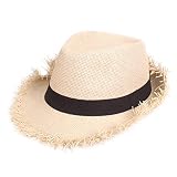 homeemoh Tassel Straw Sun Hat for Men, Breathable Hawaiian Jazz Hat Men's Panama Hat for Party, Trav