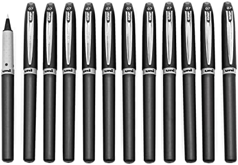 uni-ball UB-247 Grip Liquid Ink Rollerball Pens - 0.7mm Nib - Black Ink - Pack of 12