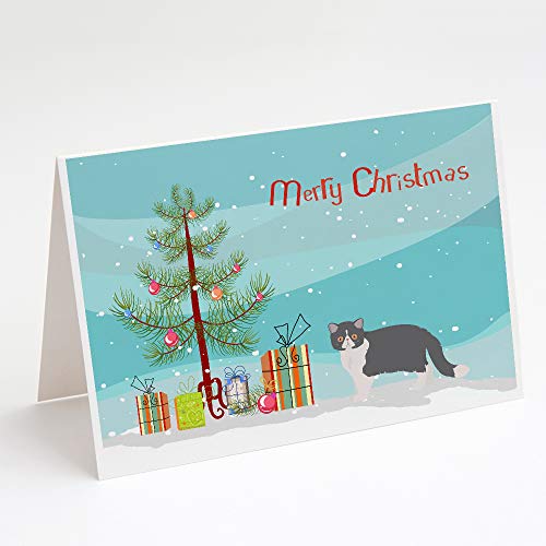 Caroline's Treasures CK4621GCA7P Exotic Shorthair #2 Cat Merry Christmas Greeting Cards and Envelopes Pack of 8 Blank Cards with Envelopes Whimsical A7 Size 5x7 Blank Note Cards