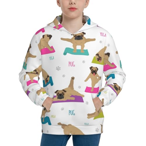 Yoga Dogs Poses Kid Hoodies Boys Sweatshirts Girls Pullover with Pocket