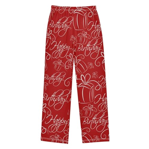 ZZXXB Happy Birthday Print Boys Long Pants Soft Trousers Elastic Waist Kids Lounge Bottoms with Pockets S-XL