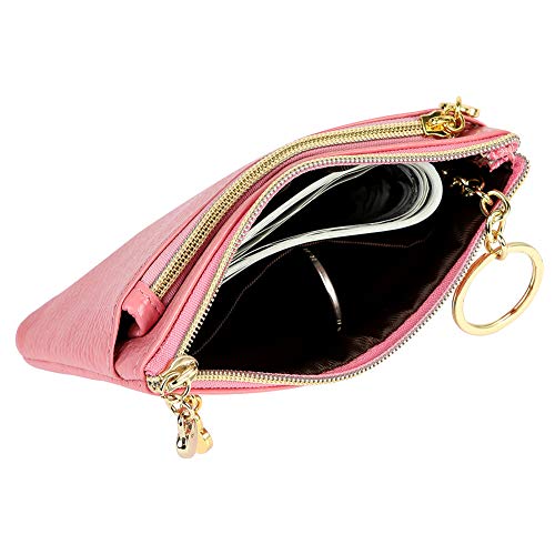Image of Women's Genuine Leather Coin Purse Zipper Pocket Size Pouch Change Wallet, Pink