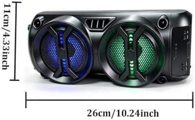 Dual Woofer Bluetooth Speaker with RGB LED Lights, 1200mAh - 1