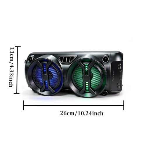 Dual Woofer Bluetooth Speaker with RGB LED Lights, 1200mAh