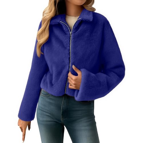 Manteau fausse fourrure femme à fermeture éclair pour rester au chaud sans s'alourdir