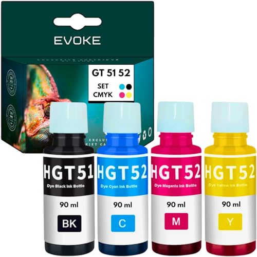 EVOKE GT51 52 tinta compatible con HP Ink Tank 315 410 415 Smart Tank 510 515 (kit CMYK) 36440 páginas 360 ml