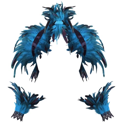HTTDSLF Collier de Plumes, Gothique Plume Haussement D'épaules Châle, Bracelet Gothique à Plumes, Plume Épaulette Haussement Dépaules Cape Châle, pour...