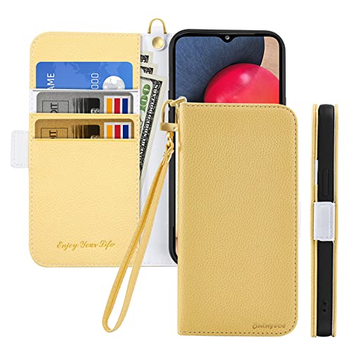 Butnyeoe Samsung Galaxy A50/A30S/A50S Flip Wallet Case,Lychee Texture Leather/Shockproof Tpu Phone Case With Card Holder Stand Magnetic Closure Protective Folio Cover For Samsung A50,Yellow #TOP7